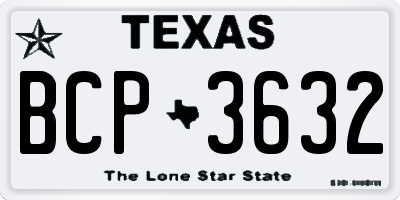 TX license plate BCP3632