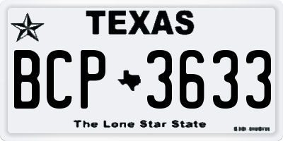 TX license plate BCP3633