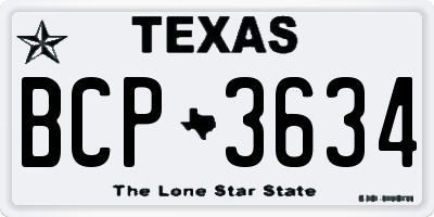 TX license plate BCP3634