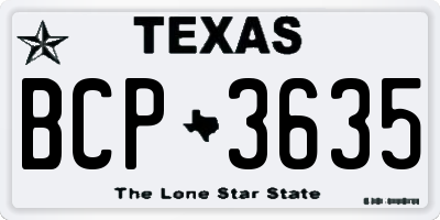 TX license plate BCP3635