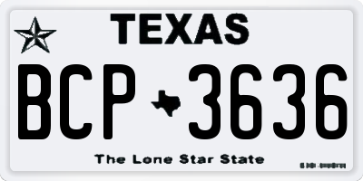 TX license plate BCP3636