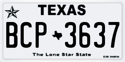 TX license plate BCP3637