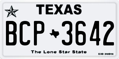 TX license plate BCP3642