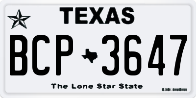 TX license plate BCP3647