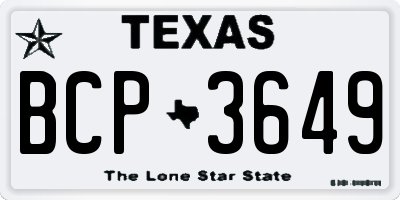 TX license plate BCP3649
