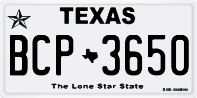 TX license plate BCP3650