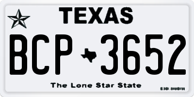 TX license plate BCP3652