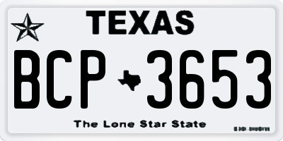 TX license plate BCP3653