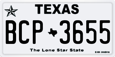 TX license plate BCP3655