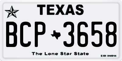 TX license plate BCP3658
