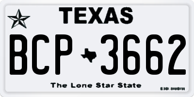 TX license plate BCP3662