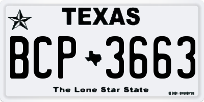 TX license plate BCP3663