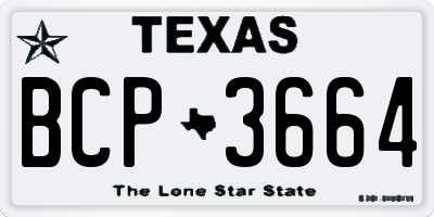 TX license plate BCP3664
