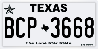 TX license plate BCP3668