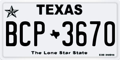 TX license plate BCP3670
