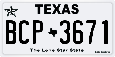 TX license plate BCP3671