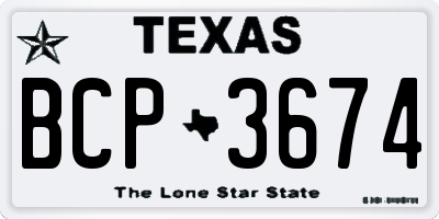 TX license plate BCP3674