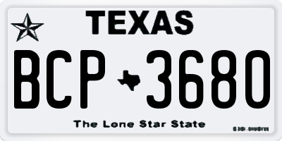 TX license plate BCP3680
