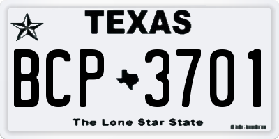 TX license plate BCP3701