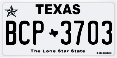 TX license plate BCP3703