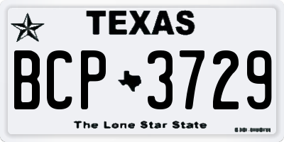 TX license plate BCP3729