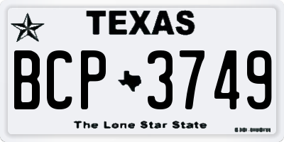 TX license plate BCP3749