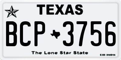 TX license plate BCP3756