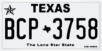 TX license plate BCP3758