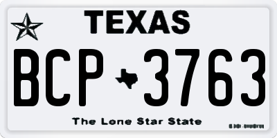 TX license plate BCP3763
