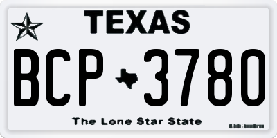 TX license plate BCP3780