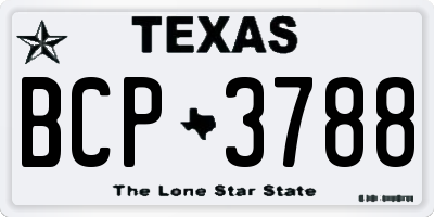 TX license plate BCP3788