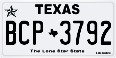 TX license plate BCP3792