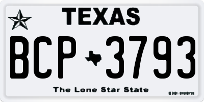 TX license plate BCP3793
