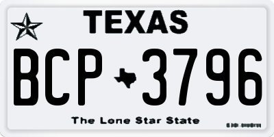 TX license plate BCP3796