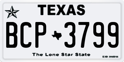 TX license plate BCP3799