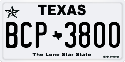 TX license plate BCP3800