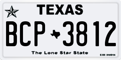 TX license plate BCP3812