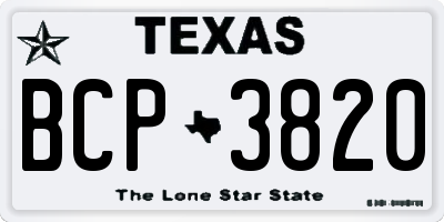 TX license plate BCP3820