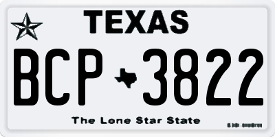 TX license plate BCP3822