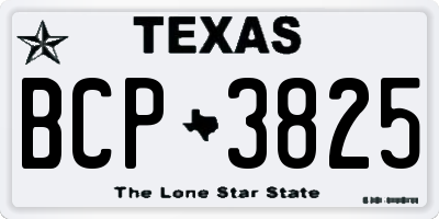 TX license plate BCP3825
