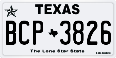 TX license plate BCP3826