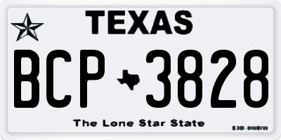 TX license plate BCP3828