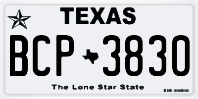 TX license plate BCP3830
