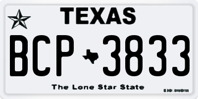TX license plate BCP3833