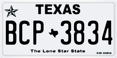 TX license plate BCP3834