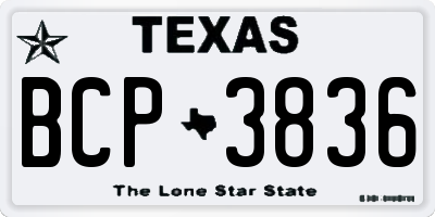 TX license plate BCP3836