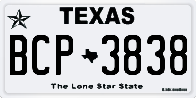 TX license plate BCP3838