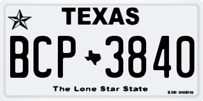 TX license plate BCP3840