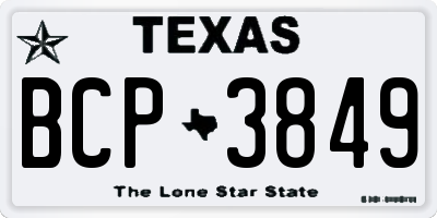 TX license plate BCP3849
