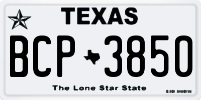 TX license plate BCP3850